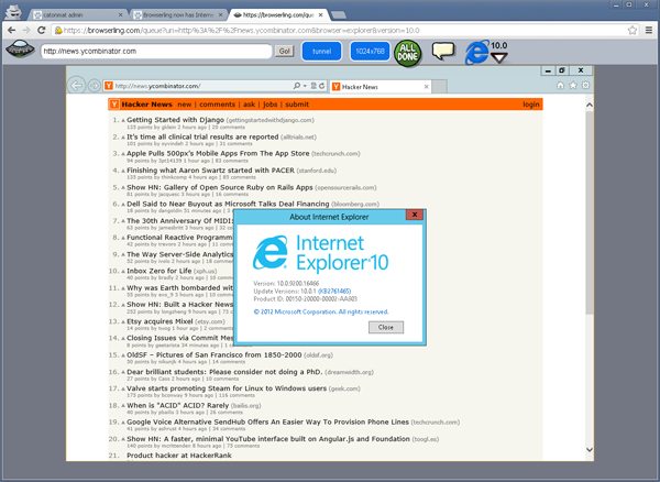 Cross-browser testing in Internet Explorer 10