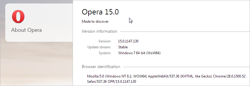 Opera 15 is based on Chrome
