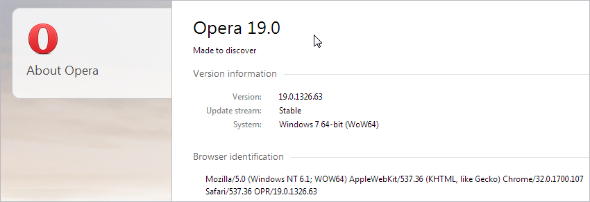 Web browser testing in Opera 19